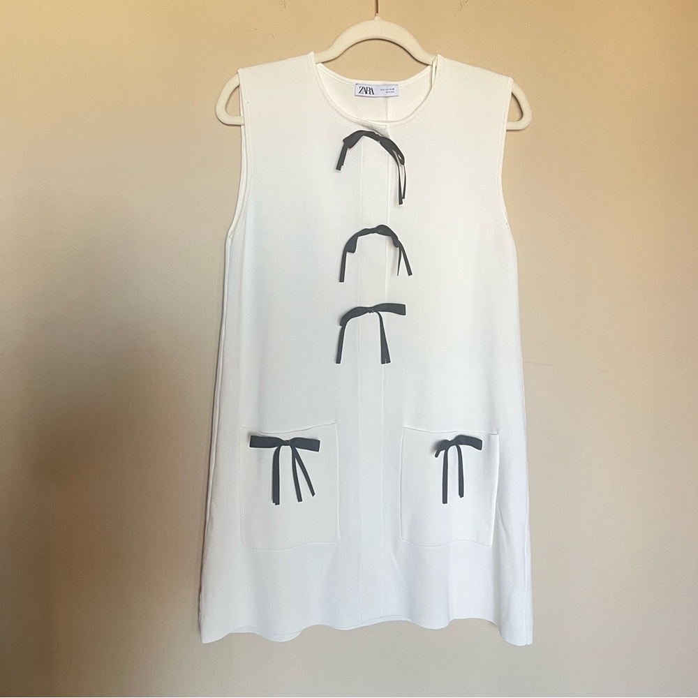 Zara Bow Knit Knit Dress Size M Bloggers Favorite - Picture 3 of 12